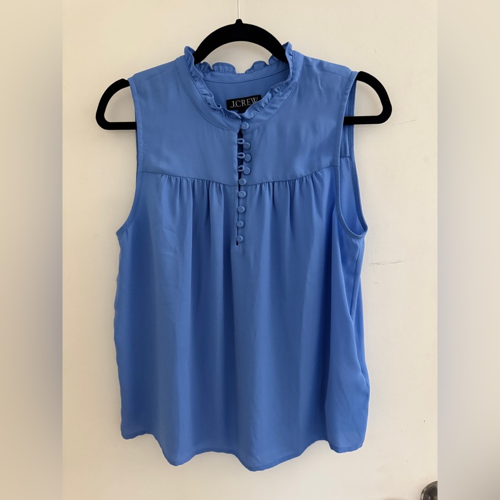 J. Crew Women's Sky Blue Ruffled Blouse - Small